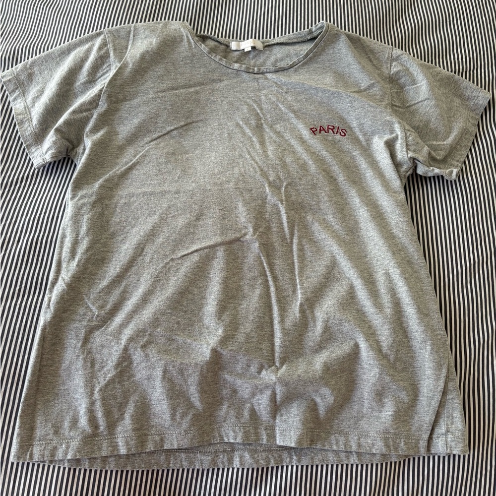 Posse Gray Tee with Embroidered Paris Detail